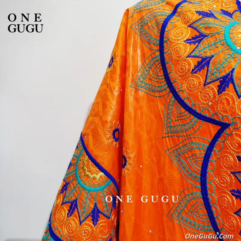 New Nigerian Original Bazin Dress Dashiki Brocade Embroiderey Basin Clothing 2026 Orange Mali Women Robe Wedding Party Dresses