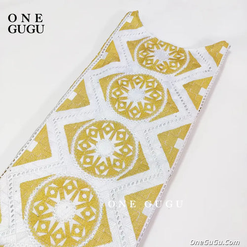 2026 Nigerian Original Bazin Dress Dashiki Gold Brocade Embroiderey Basin Clothing White Robe Wedding Party Lady Gown Dresses