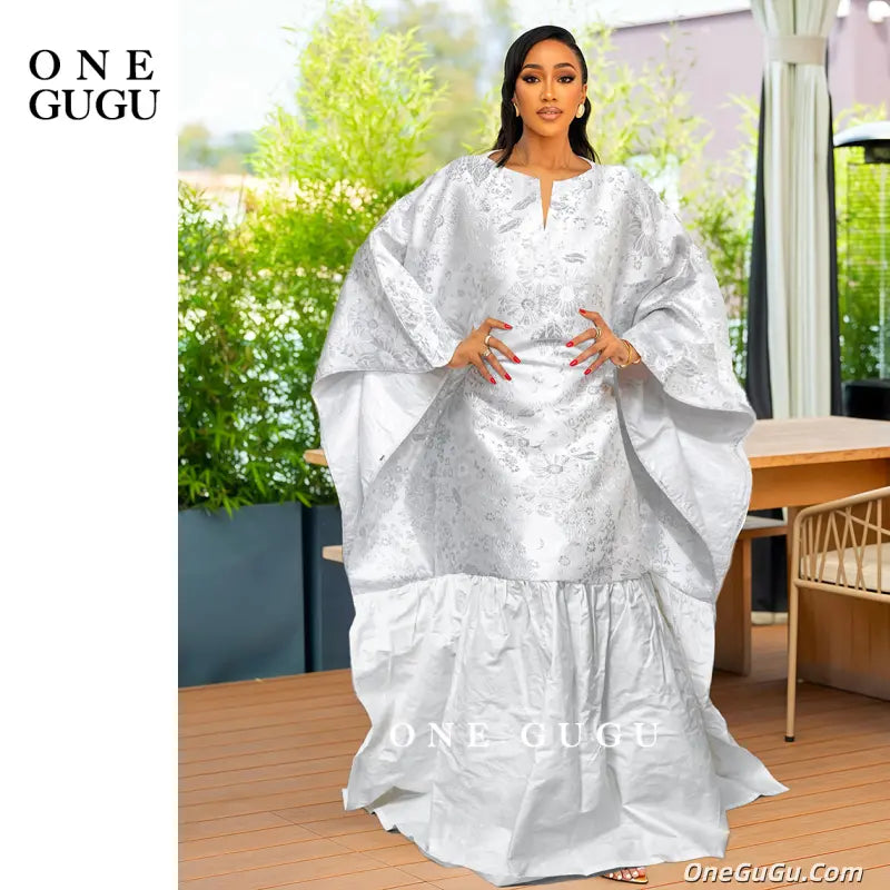 White African Brocade Boubou Dress Party African Dashiki Embroidery and bazin riche Decoration Nigerian Bride Wedding Party Robe