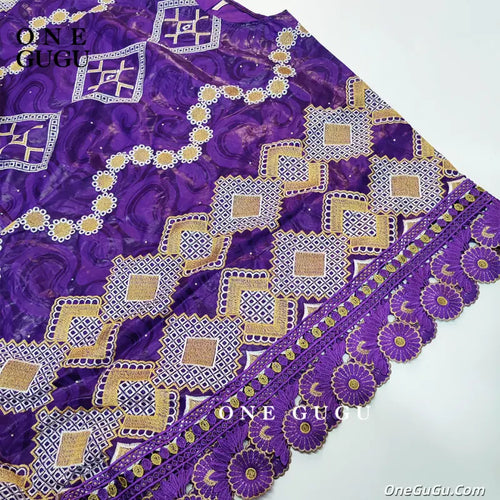 2026 Newest Nigerian Dashiki Boubou Dress Purple Color Mix Size African Traditional Wedding Dress Bazin Riche Brocade Boubou