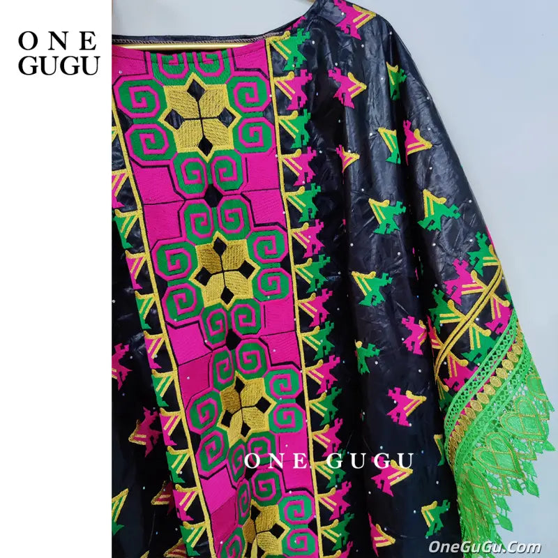 African Traditional Bazin Riche Boubou With Brocade Guipure And Stones Black Nigerian Mali Sewn Dashiki Gown Dress Mix Size Robe