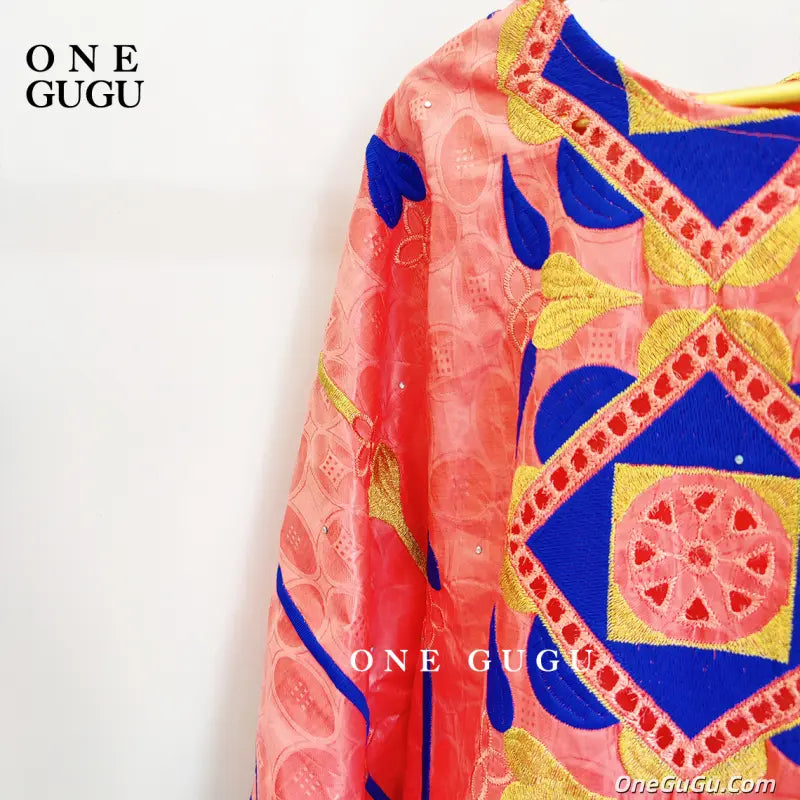 African Women Bazin Dress Mix Size Peach Embroidery Basin Riche Dashiki Robe For Nigerian Ankara Bride Wedding Dress Clothing