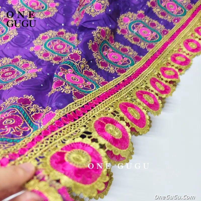 Purple African Women Bazin Riche Boubou Dress With Stones Original Nigerian Basin Rich Brocade Wedding Party Dashiki Robe