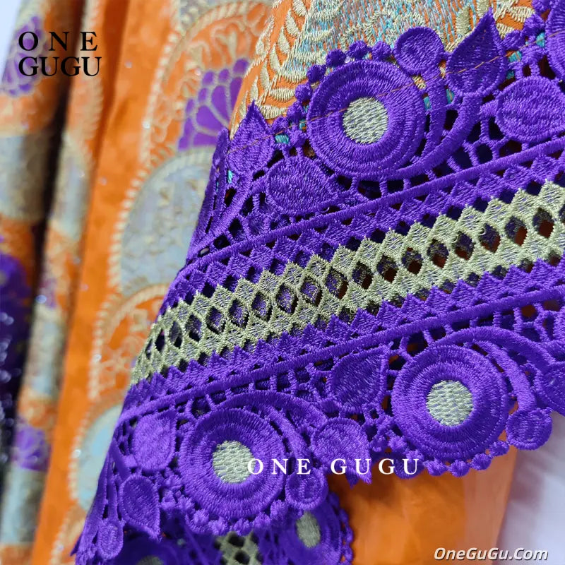 Orange Nigerian Bazin Riche Dashiki Boubou Dress African Traditional Wedding Bride Dresses Brocade Basin Rich Boubou Robe