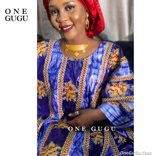 2026 New Fashion Print Bazin Riche Boubou With Gold Line Embroidery Traditional Wedding Dress Origianl Perfumed Dashiki Dresses