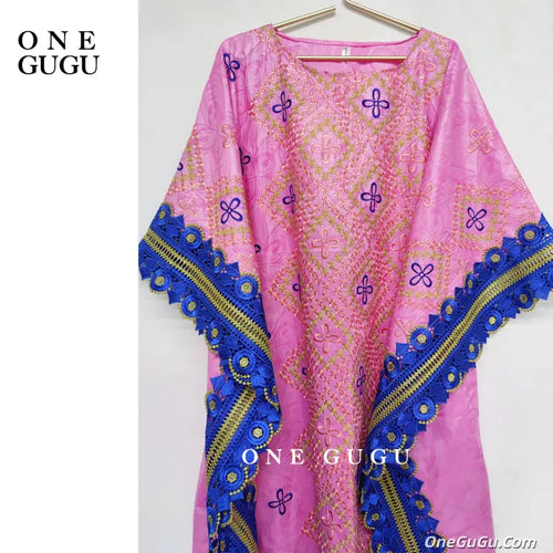 2026 Pink Nigerian Bazin Riche Dashiki Boubou Dress African Traditional Wedding Bride Dresses Brocade Basin Rich Gown Robe