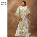 2026 Nigerian Original Bazin Dress Dashiki Gold Brocade Embroiderey Basin Clothing White Robe Wedding Party Lady Gown Dresses