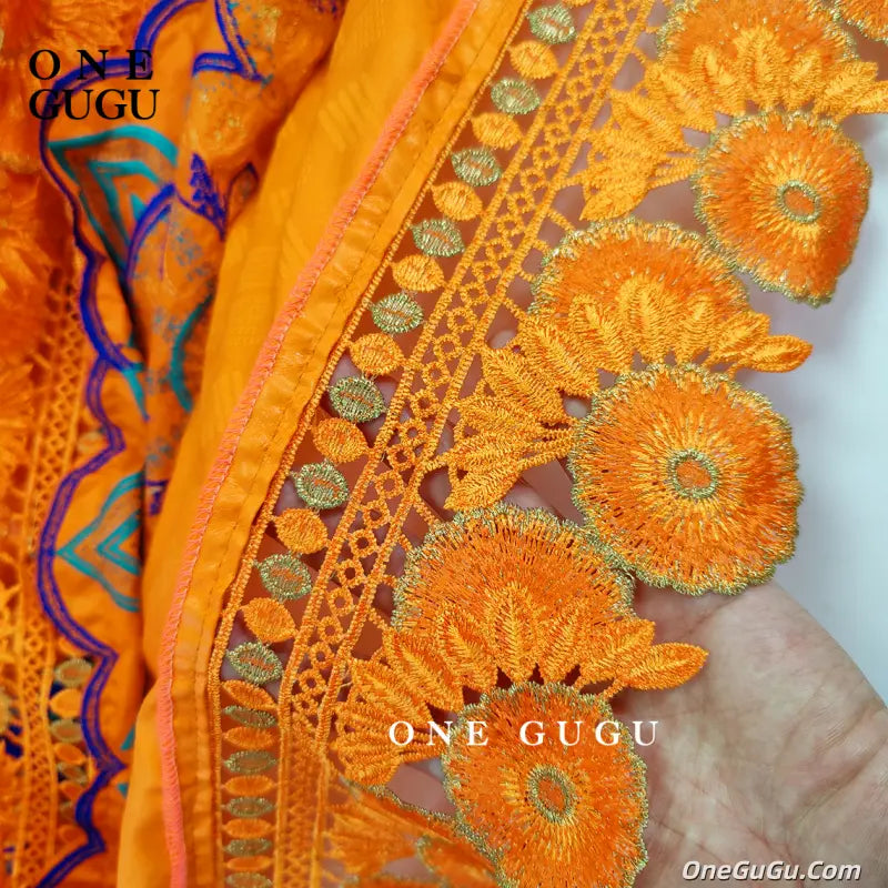 New Nigerian Original Bazin Dress Dashiki Brocade Embroiderey Basin Clothing 2026 Orange Mali Women Robe Wedding Party Dresses